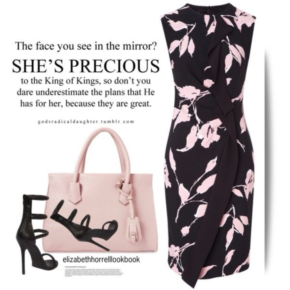 Escada Floral Black and Pink Dress